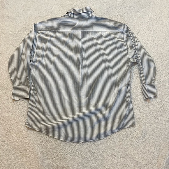Elizabeth and James Gray White Long Sleeve Striped Blouse 100% Cotton Shirt S - Picture 2 of 3